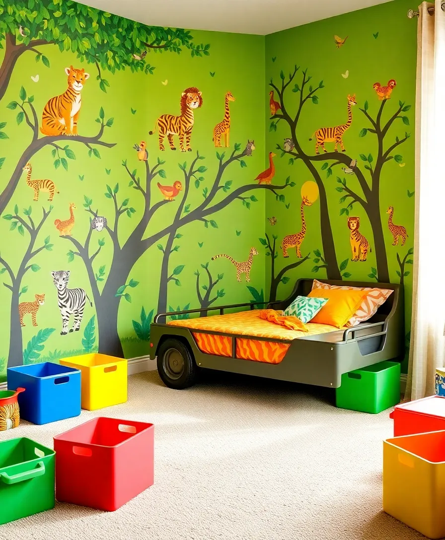 30 Colorful Kids' Room Designs That Will Instantly Brighten Your Day! (Don’t Miss #12!) - 7. Adventure in the Jungle