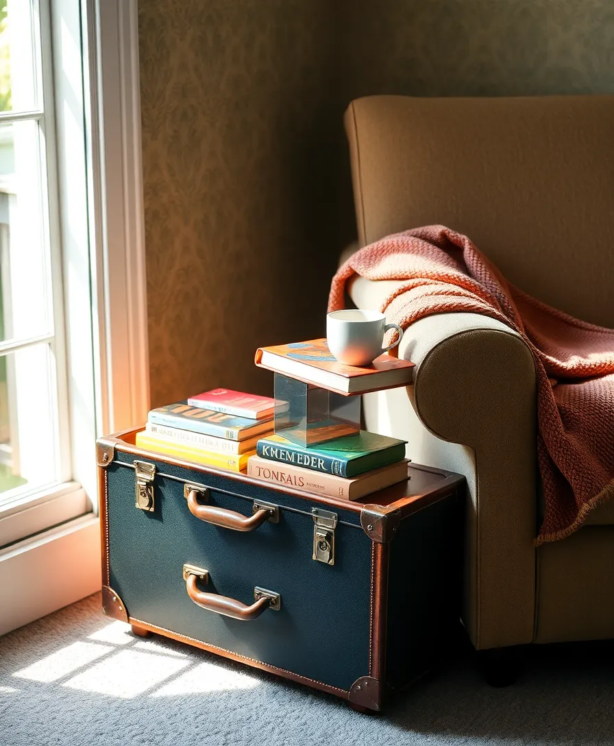 11 DIY Thrift Store Decor Ideas That'll Transform Your Space (And Your Wallet!) - 1. Vintage Suitcase Side Table
