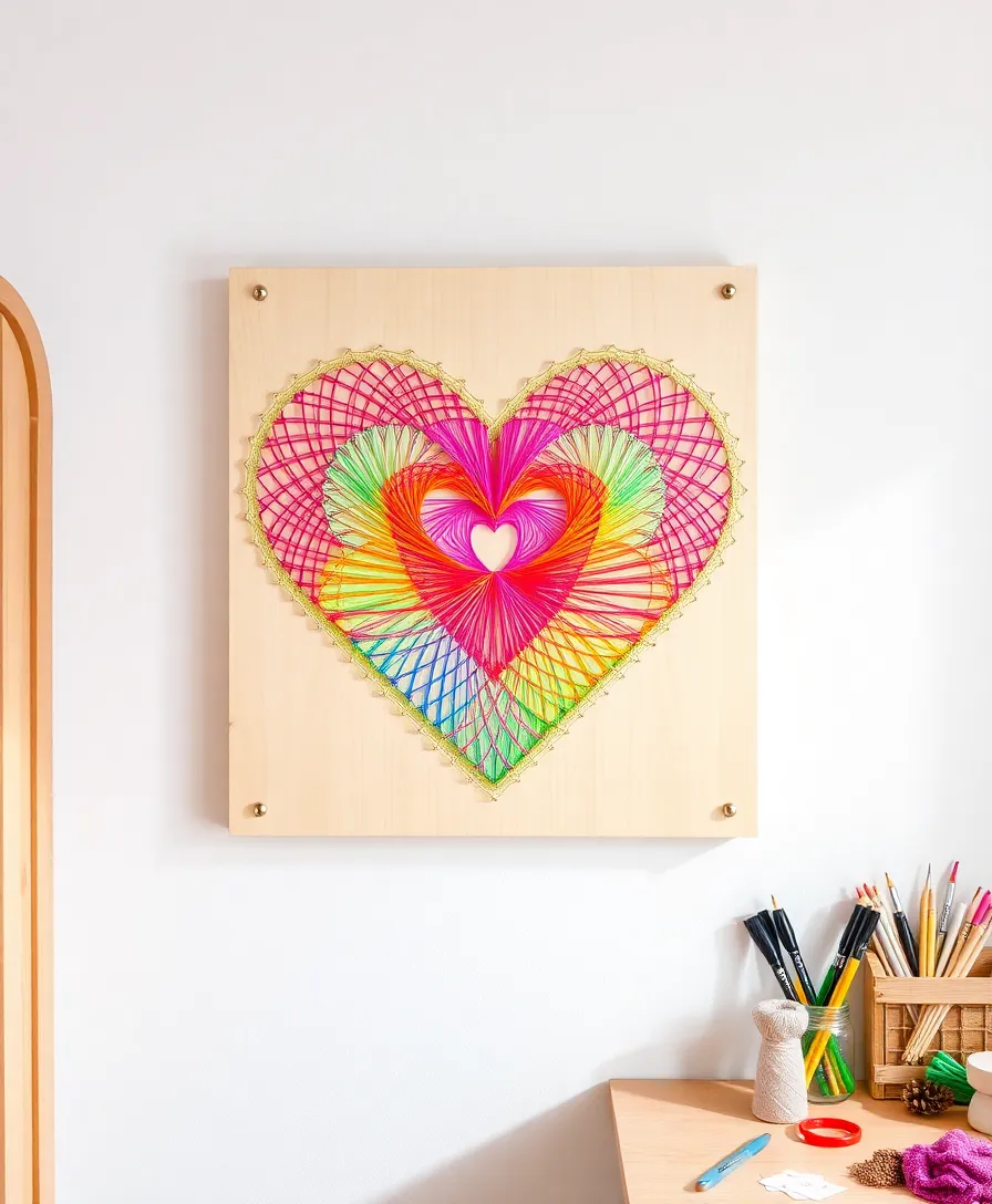 18 Unique DIY Wall Art Ideas That Add a Personal Touch to Every Room! - 11. Colorful String Art