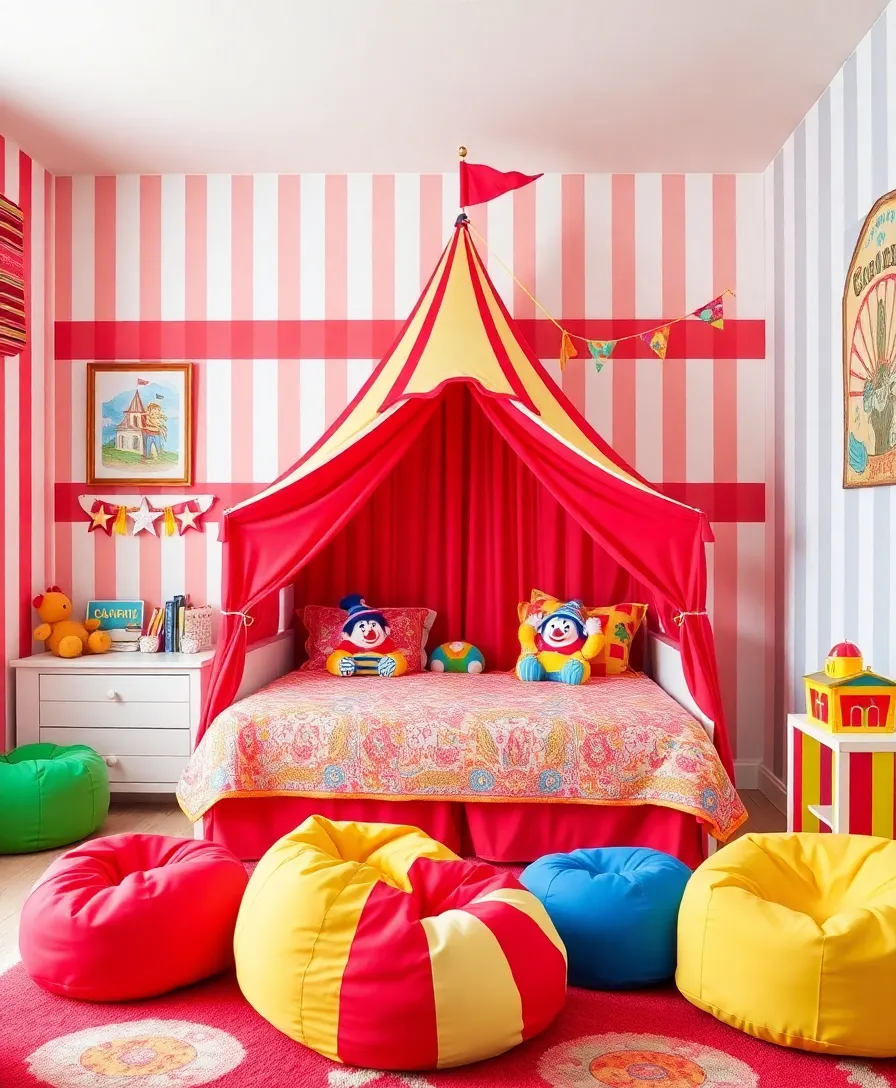 30 Colorful Kids' Room Designs That Will Instantly Brighten Your Day! (Don’t Miss #12!) - 6. Vintage Circus Fun